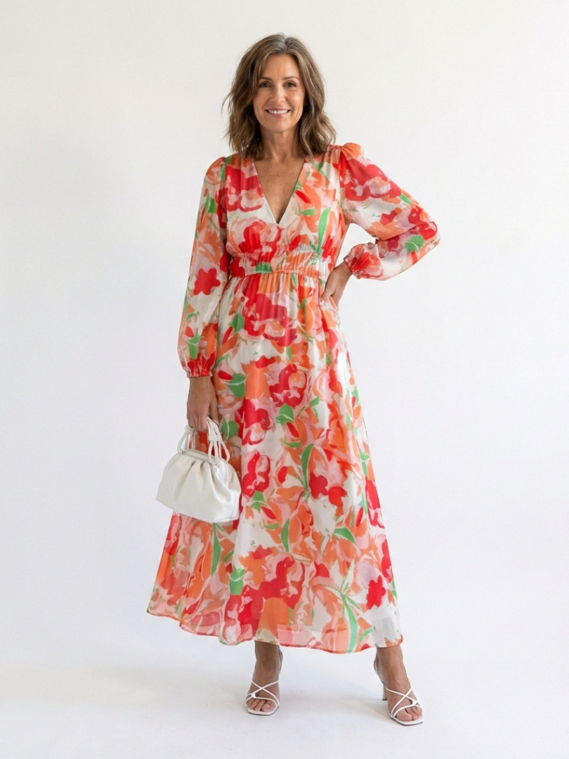Althea Floral Maxi Dress – Long Sleeve Flowing Dress for Women