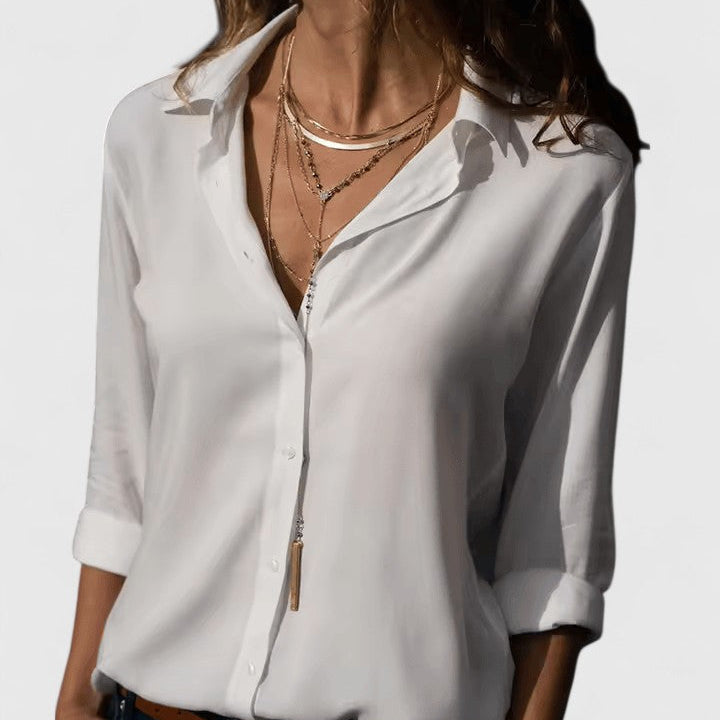 Women's Chiffon Blouse UK – Lightweight V-Neck Cardigan | The Odalys | Huna