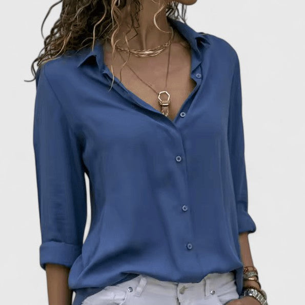 Women's Chiffon Blouse UK – Lightweight V-Neck Cardigan | The Odalys | Huna