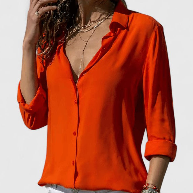 Women's Chiffon Blouse UK – Lightweight V-Neck Cardigan | The Odalys | Huna