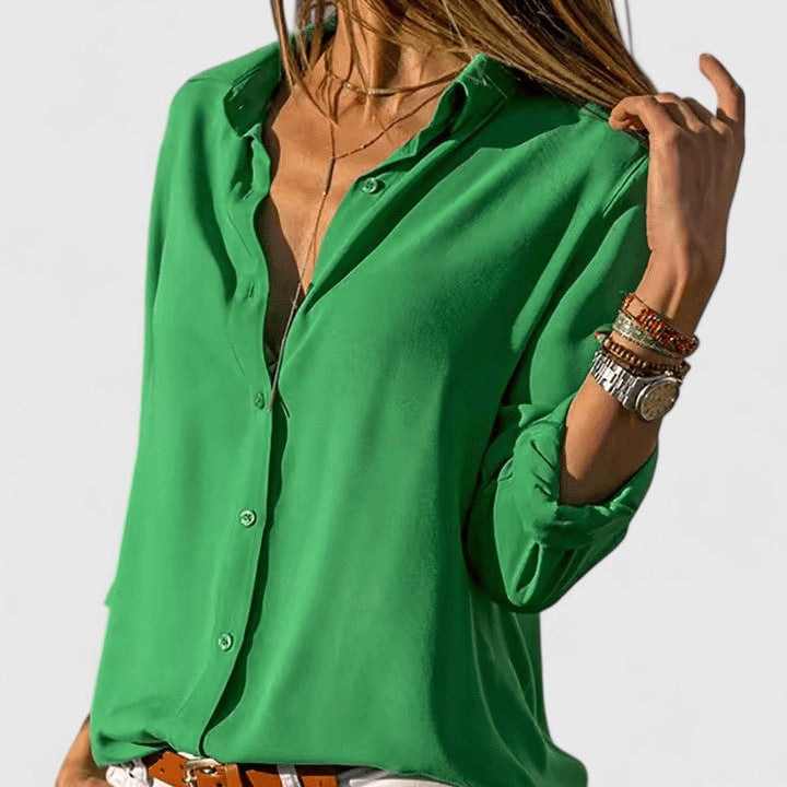 Women's Chiffon Blouse UK – Lightweight V-Neck Cardigan | The Odalys | Huna
