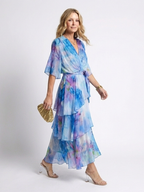 Calista Sheer Layered Maxi Dress – Tie-Waist V-Neck Summer Dress