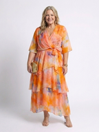 Calista Sheer Layered Maxi Dress – Tie-Waist V-Neck Summer Dress