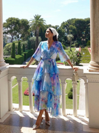 Calista Sheer Layered Maxi Dress – Tie-Waist V-Neck Summer Dress